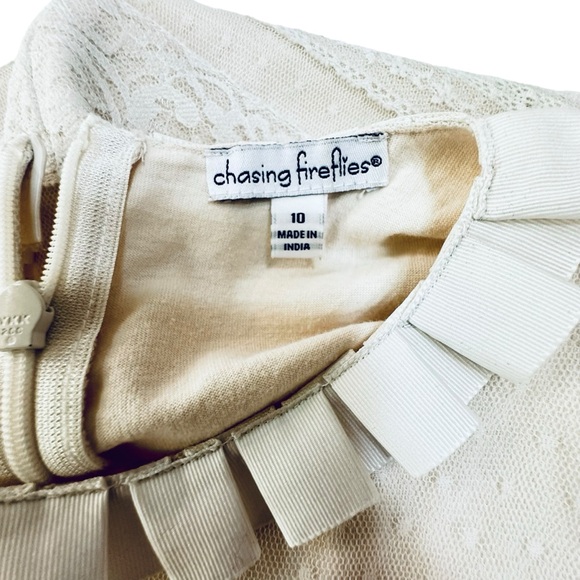 Chasing Fireflies Lace Ivory Midi Dress Unique Sleeveless Girls Size 10 - Picture 7 of 12